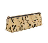 Tamiger Ancient Egyptian Hieroglyph Print Large Capacity Leather Pencil Case Smooth Zippered Pen Pouch School Travel Makeup