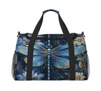 Tamiger Art Blue Dragonfly Print Hand Travel Bag Lightweight Portable Carry-On Versatile Foldable Shoulder Tote
