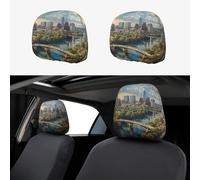 Tamiger Austin Texas Print 2 Pcs Car Headrest Covers Soft Seat Cushion Cars SUVs Trucks Decor Accessory