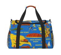 Tamiger Australia Map Icons Print Hand Travel Bag Lightweight Portable Carry-On Versatile Foldable Shoulder Tote