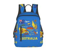 Tamiger Australia Map Icons Print Unisex Lightweight Backpack Water-Resistant Travel Casual Bag Commuting Daypack