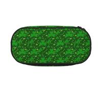 Tamiger Background St Patrick's Day Glitter Print Functionality Storage Pencil Bag School Students Boys Girls Everyday Use Practical