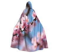 Tamiger Beautiful Cherry Blossoms Print Holiday Hooded Cloak Costume Robe For Cosplay Carnival Vampire Party Themed Events