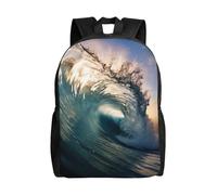 Tamiger Beautiful Ocean Waves Print Unisex Backpack For Office Travel Hiking Daily Commutes Outdoor Adventures Bag