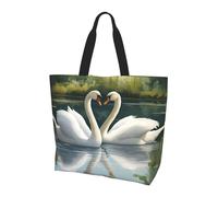 Tamiger Beautiful White Swans on The Lake Print Large Capacity Shoulder Bag Unisex Daily Travel Commuting Shopping Crossbody Bags