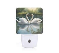 Tamiger Beautiful White Swans On The Lake Print Night Light for Home Decor Bedroom Hallway Bathroom for Nightlight Illumination