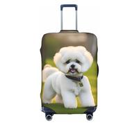 Tamiger Bichon Frise Dog on the Grass Print Universal Travel Suitcase Cover Luggage Protector Elastic Lightweight Reusable