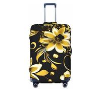 Tamiger Black and Gold Flowers Print Elastic Washable Baggage Protector Universal Suitcase Cover Travel Luggage Cover