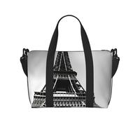 Tamiger Black Paris Eiffel Tower Print Hand Travel Bag Adjustable Lightweight Weekend Casual Sling Bags Tote Vacation Gym
