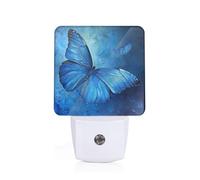Tamiger Blue Butterfly Print Night Light for Home Decor Bedroom Hallway Bathroom for Nightlight Illumination