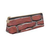 Tamiger Brick Red Stone Print Large Capacity Leather Pencil Case Smooth Zippered Pen Pouch School Travel Makeup