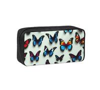 Tamiger Butterfly and Cello Print Unisex Spacious Pen Case Large-Capacity Stationery Organizer Pouch for Carry Daily