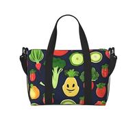 Tamiger Cartoon Vegetable Fruit Print Hand Travel Bag Adjustable Lightweight Weekend Casual Sling Bags Tote Vacation Gym