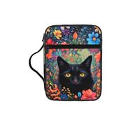 Tamiger Cat Flower Embellishment Print Bible Storage Bag Scripture Holder Religious Organizer Christian Gift Accessory