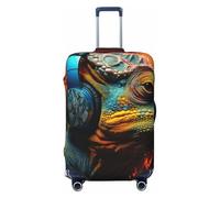 Tamiger Chameleon Listen Music Print Elastic Washable Baggage Protector Universal Suitcase Cover Travel Luggage Cover