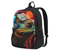 Tamiger Chameleon Listen Music Print Large Capacity Unisex Bag Water-Resistant Lightweight Outdoor Weekend Getaways