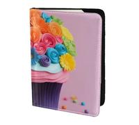 Tamiger Colorful Cupcakes Rainbow Flower Cake Print 5.5in Passport Travel Document Wallet Unisex Gift for Vacations Business Trips