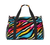 Tamiger Colorful Rainbow Zebra Print Hand Travel Bag Lightweight Portable Carry-On Versatile Foldable Shoulder Tote