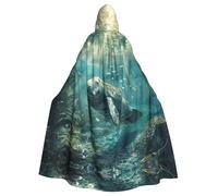 Tamiger Crazy Save Manatee Print Holiday Hooded Cloak Costume Robe For Cosplay Carnival Vampire Party Themed Events
