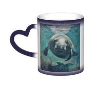 Tamiger Crazy Save Manatee Print Starry Sky Color Changing Mug Ceramic Coffee Mug Home Office Daily Use Accessory