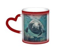 Tamiger Crazy Save Manatee Print Starry Sky Color Changing Mug Ceramic Coffee Mug Home Office Daily Use Accessory