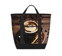 Tamiger Delicious Heart Coffee Print Large Capacity Insulated Tote Bag Shopping Package Picnic Travel Food Delivery