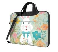 Tamiger Easter Bunny Floral Print Stylish Laptop Bag Portable Notebook Case Business Office Commute Weekend Trips