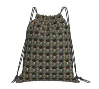 Tamiger Egyptian Scarab Print Lightweight Foldable Drawstring Backpack Outdoor Sports Bag Workout Travel Yoga