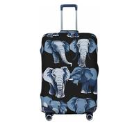 Tamiger Elephant-Blue Black Print Elastic Washable Baggage Protector Universal Suitcase Cover Travel Luggage Cover