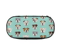 Tamiger English Bulldog Faces Print Functionality Storage Pencil Bag School Students Boys Girls Everyday Use Practical