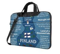 Tamiger Finland Map With Various Feat Print Stylish Laptop Bag Portable Notebook Case Business Office Commute Weekend Trips