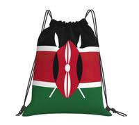 Tamiger Flag Of Kenya Print Lightweight Foldable Drawstring Backpack Outdoor Sports Bag Workout Travel Yoga