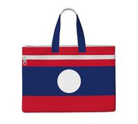 Tamiger Flag Of Laos Print Canvas Tote Document Office Shopping Commuting Business Trips Storage File Bag