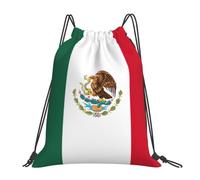 Tamiger Flag Of Mexico Print Lightweight Foldable Drawstring Backpack Outdoor Sports Bag Workout Travel Yoga