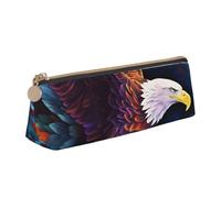Tamiger Flying Eagle Print Large Capacity Leather Pencil Case Smooth Zippered Pen Pouch School Travel Makeup