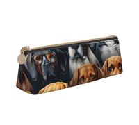 Tamiger German Shorthaired Pointer Print Large Capacity Leather Pencil Case Smooth Zippered Pen Pouch School Travel Makeup