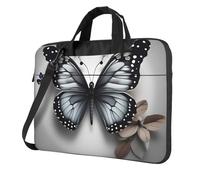 Tamiger Gray Teal Flower Butterfly Print Stylish Laptop Bag Portable Notebook Case Business Office Commute Weekend Trips