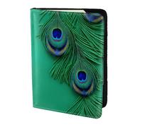 Tamiger Green Peacock Feather Print 5.5in Passport Travel Document Wallet Unisex Gift for Vacations Business Trips
