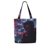 Tamiger Hacker Era Print Canvas Shoulder Bag Large Capacity Tote Shopping Travel Everyday Casual Handbags