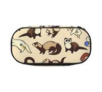 Tamiger Hairy Ferret Print Functionality Storage Pencil Bag School Students Boys Girls Everyday Use Practical