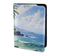 Tamiger Hawaiian Beach with Palm Trees Print 5.5in Passport Travel Document Wallet Unisex Gift for Vacations Business Trips