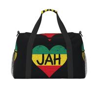 Tamiger Jamaican Heart Print Hand Travel Bag Lightweight Portable Carry-On Versatile Foldable Shoulder Tote
