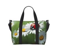Tamiger Ladybug On Daisy Flower Print Hand Travel Bag Adjustable Lightweight Weekend Casual Sling Bags Tote Vacation Gym