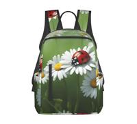 Tamiger Ladybug On Daisy Flower Print Unisex Lightweight Backpack Water-Resistant Travel Casual Bag Commuting Daypack