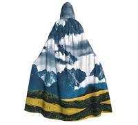 Tamiger Landscape With Mountains And Clouds Print Women Men 190cm Hooded Carnival Cape Cosplay Cloak Costume Themed Events Festival