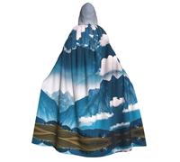 Tamiger Landscape With Mountains Print Women Men 190cm Hooded Carnival Cape Cosplay Cloak Costume Themed Events Festival
