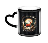 Tamiger Merry Christmas Deer Print Starry Sky Color Changing Mug Ceramic Coffee Mug Home Office Daily Use Accessory