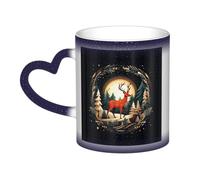 Tamiger Merry Christmas Deer Print Starry Sky Color Changing Mug Ceramic Coffee Mug Home Office Daily Use Accessory