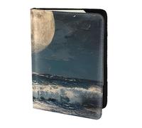 Tamiger Moon and Sea Print 5.5in Passport Travel Document Wallet Unisex Gift for Vacations Business Trips