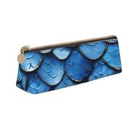 Tamiger Ocean Sea Blue Mermaid Fish Print Large Capacity Leather Pencil Case Smooth Zippered Pen Pouch School Travel Makeup